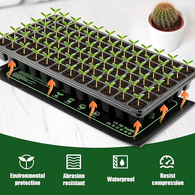 2 Pack Graphene Plant Heating Mat for 1020 Seedling Trays, 20W Waterproof Heating Pads for Seeds Germination and Microgreen Trays Thick and Reusable Gardening Gifts