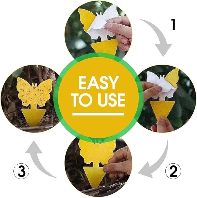 58 Pcs Flying Insect Traps for Plants,Indoors, Outdoors, Kitchen, Office, Yellow Sticky Traps for Fungus Gnat, Fly and Flying Insects, Non-Toxic & Odorless, Kid & Pet Safe, Economic Pack