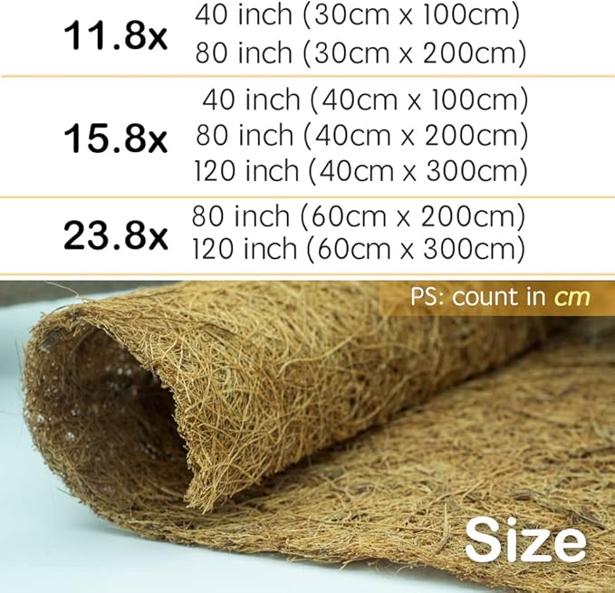 Coco Coir Liner, Yarrdfir 16x40 inch Natural Coconut Liners for planters Flower Basket, Natural Coconut Fiber mat, Garden Decoration, Animal pet pad, Reptile Carpet