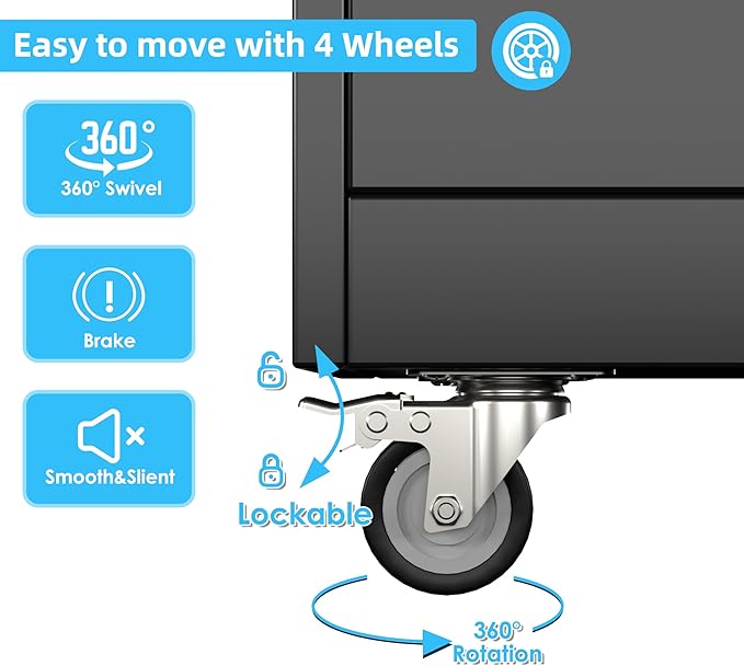 Broom Closet Storage Cabinet with Wheels and Pegboard,Garage Storage Cabinet with Lockable and Magnetic Doors,Adjustable Shelves for Garage Home Office,Required Assembly,17.7"D*33.5"W*70.87"H