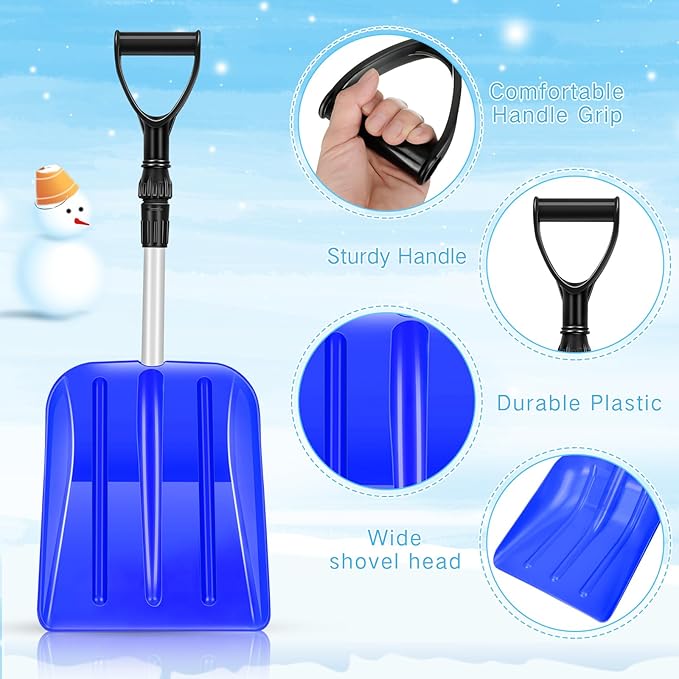 Lasnten 4 Pcs Kid's Snow Shovel Plastic Digging Lightweight Portable Beach Shovels for Kids Boys Girls Home Yard Garden Outdoor Activities Snow Removal(Blue)