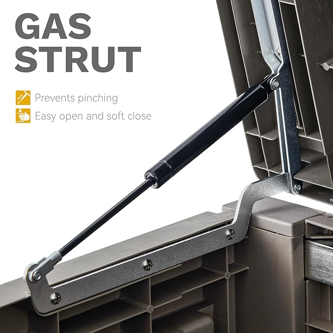 DWVO Large Deck Box 120 Gallon Waterproof Outdoor Storage Box, Extra Large Storage Bin, Resin Louvered Patio Storage for Pillows, Garden Tools & Pool Supplies, Lockable, Light Brown