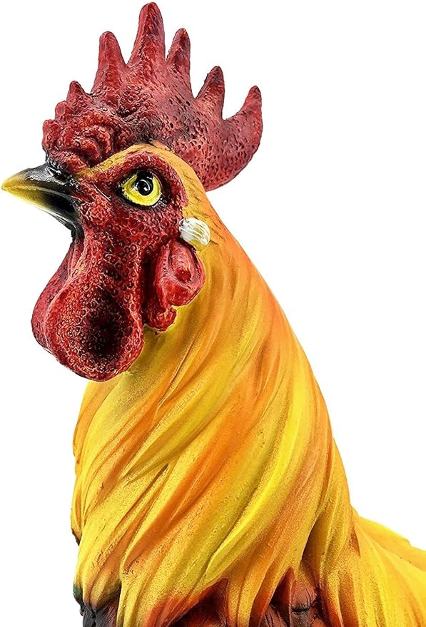 Bellaa 22977 Rooster Statue 12 inch Boho Home Decor Kitchen Gift Outdoor Sculpture Garden Patio Yard Figurine Farmhouse Animal Chicken Hen Sunflower Country Farm Barnyard Cabin Nature Lovers