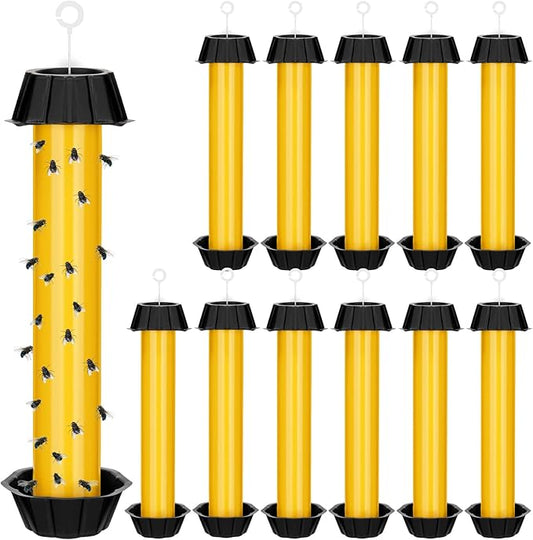 Qualirey Fly Traps for Indoor Outdoor Hanging Fruit Fly Stick Trap Sticky Mosquito for Home Insect 10 x 2.5 Inches(Yellow,12 Pcs)