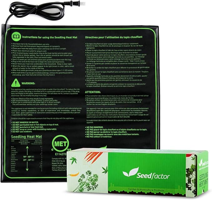 MET Certified Seedling Heat Mat, Seedfactor Waterproof Durable Germination Station Heat Mat, Warm Hydroponic Heating Pad for Indoor Home Gardening Seed Starter(20" x 20")