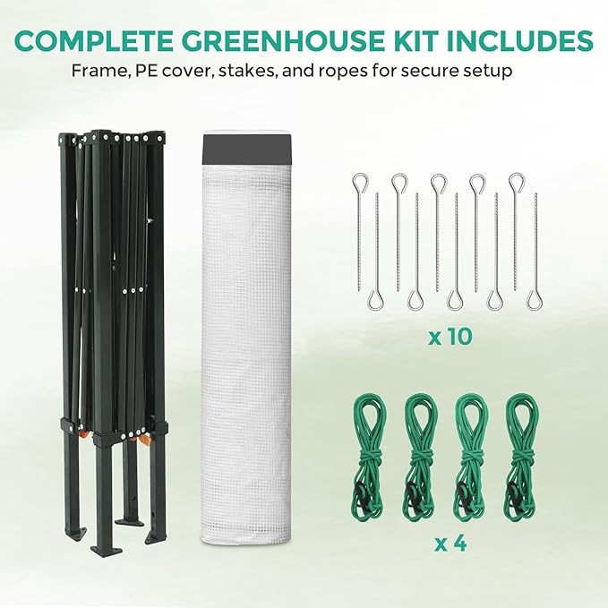 EAGLE PEAK 6x4 Portable Walk in Greenhouse with Polyester Reinforced Corners, Instant Pop up Indoor Outdoor Gardening Green House, Roll Up Zipper Entry Door and Mesh Windows, Gray/White