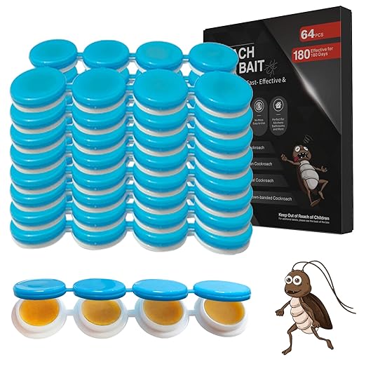 64 Pack Cockroach Gel Bait, Highly Effective Roach Gel Bait Indoor Infestation Solution, Fast Acting Cockroach Killer Indoor Home Kitchen Use, Easy to Apply & No Mess Roach Bait, Long-Lasting