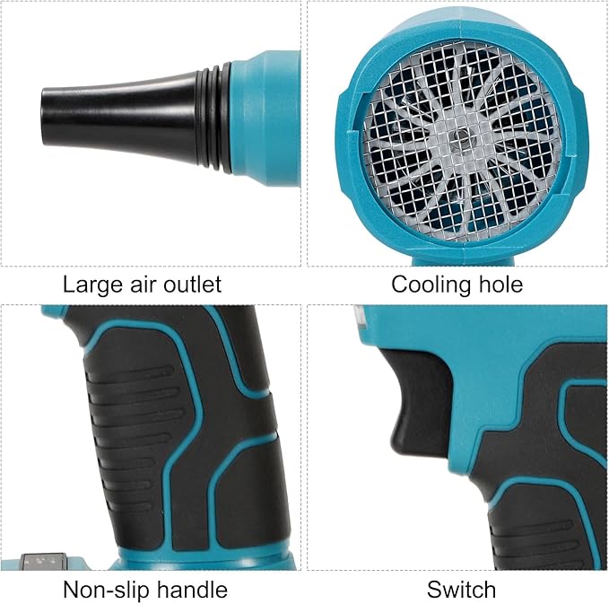 Cordless Leaf Blower for M@Kita 18V Battery - High-Speed, Brushless Motor, 15000 Pa, Lightweight Design for Leaves,Dust,Snow, Lawn Care,Patio Cleaning (Battery Not Included)