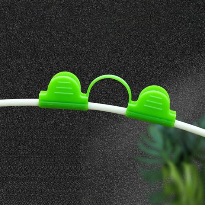 20pcs 8mm Greenhouse Clamps Garden Hoops, Plant Film Clips, Garden Shading Pipe Clips, Netting Tunnel Hoop Clips, for Season Plant Extension Support and Frame Shelter, Green, Double Head