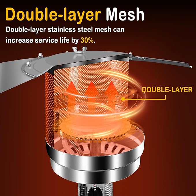 Hykolity 50,000 BTU Propane Patio Heater with Table Design, Stainless Steel Burner, Triple Protection System, Wheels, Outdoor Heaters for Patio, Garden, Commercial and Residentia(Brown)