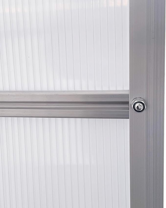 Outsunny 12' x 6' x 6.5' Polycarbonate Greenhouse with Aluminum Frame, Walk-in Heavy Duty Greenhouse with Adjustable Roof Vent, Rain Gutter and Sliding Door for Winter, Silver