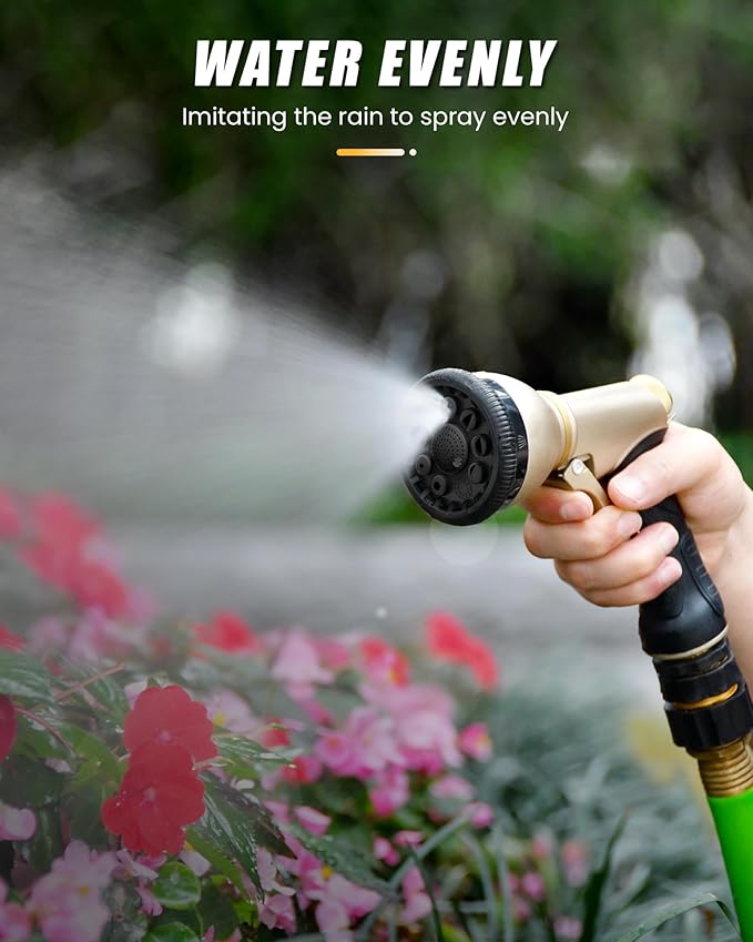 RAINPOINT Garden Hose Nozzle, Heavy Duty Metal Water Hose Sprayer Nozzle with 9 Adjustable Spray Patterns, High Pressure Hand Sprayer for Watering Plants & Lawns(Black)