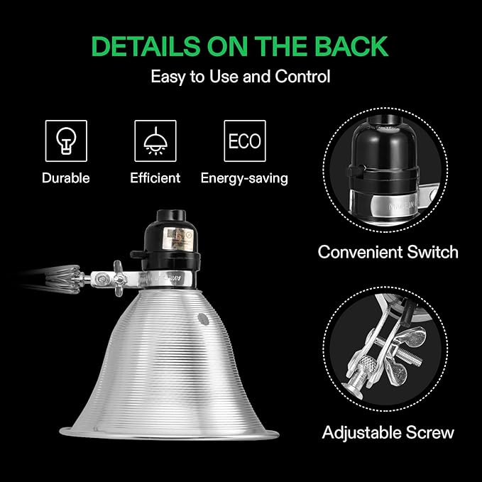 VIVOSUN 2-Pack Clamp Lamp Light with Detachable 5.5 Inch Aluminum Reflector up to 60W E26 Socket (No Bulb Included), 6 Feet Cord, UL Listed