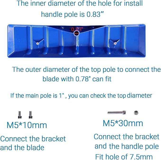 Blue 25 Inch x 6 Inch Replacement Poly Blade for Snow Roof Rake, Snow Rake Blade