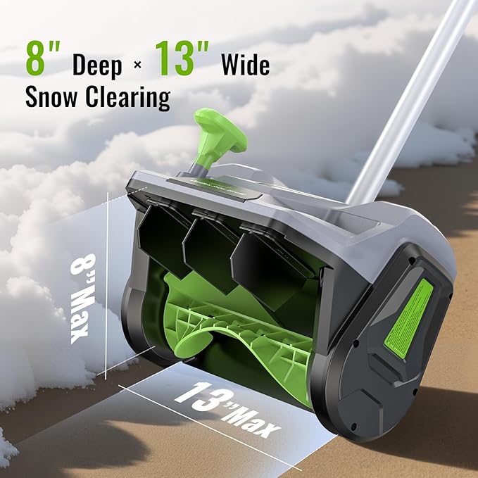 Cordless Snow Shovel, 13" Electric Snow Blower 20V, 4 Ah Battery 300lb/min Snow Removal, 19FT Throw Distance, Lightweight 12lb for Driveway/Steps/Patio/Sidewalk