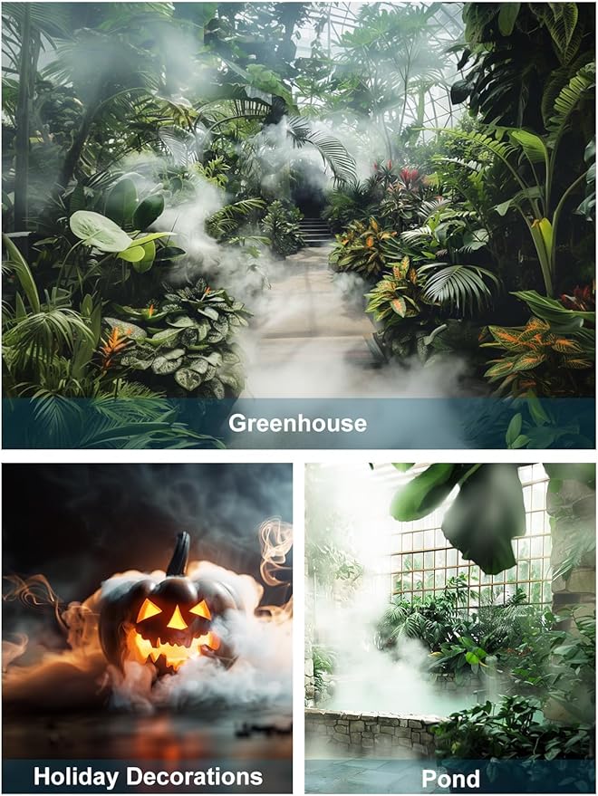 YORKING Ultrasonic Fogger, 10 Head Ultrasonic Mist Maker, 7000ml/H 350W Mist Maker Fogger with Buoy IP67 Waterproof Power Supply for Pond Garden Lawn Rockery Greenhouse Halloween Decoration