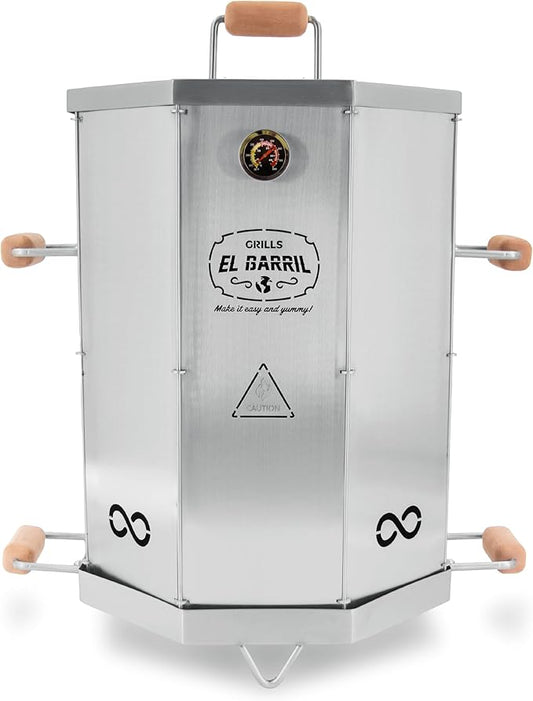 EL BARRIL 20lbs Stainless Steel Foldable Charcoal Smoker & Grill Barrel – Portable Outdoor Smokers with Grilling Accessories