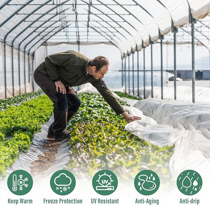 Legigo 8 X 26 Ft Clear Plastic Plant Covers Freeze Protection- 6 Mil Winter Greenhouse Plastic Sheeting for Frost Water Sun Wind Resistant, Plant Vegetable Blanket Covers for Cold Weather Garden Farm