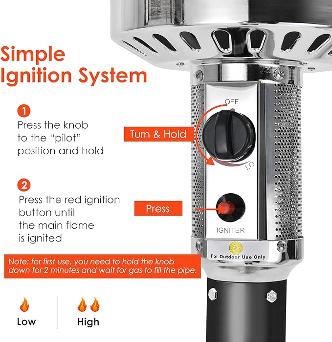 Giantex 50,000 BTU Propane Patio Heater for Outdoor Use With Wheels, Heat Lamp, Trip-over Protection & CSA Certified for Commercial and Household (Black)