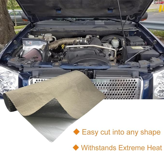 Titanium Adhesive Backed exhaust heat shield 2500 Degrees High Temp Protection Material Thermal Barrier Blanket Mat (24'' X 40'')