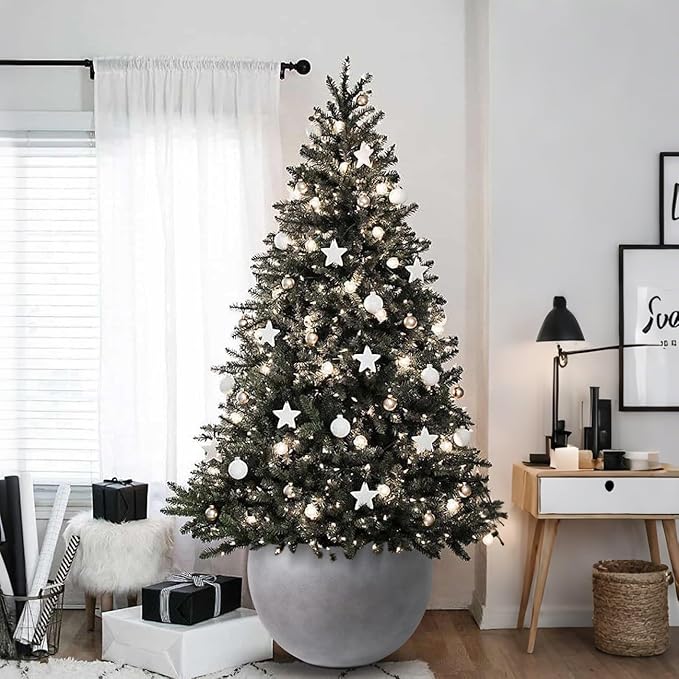 13.5 H x 17" Dia (12" Pot Opening) Round Fiberstone Planter with Drainage Hole, Gray, Indoor/Outdoor Large Plant Pot for Home Patio Garden, Ideal for Large Plants