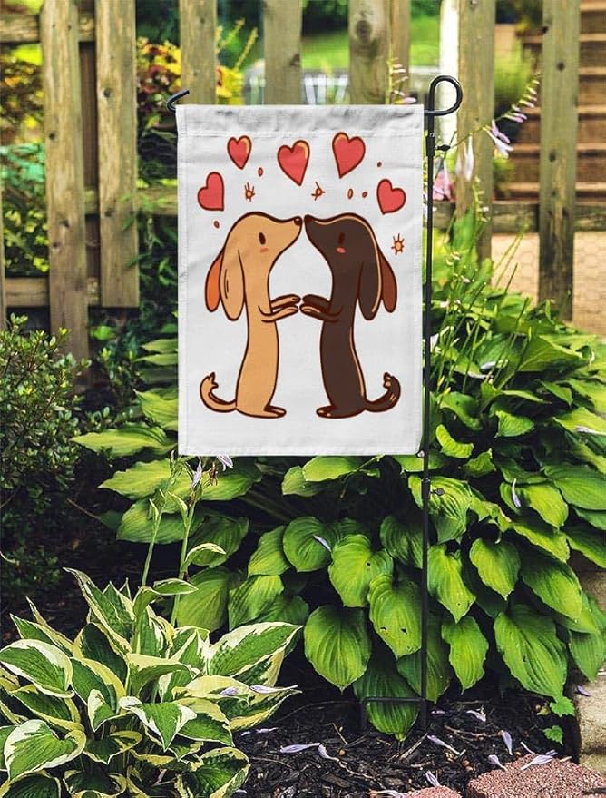 Loving dog Outdoor Garden Flag 12X18 Inches Double Sided Seasonal Garden Flag