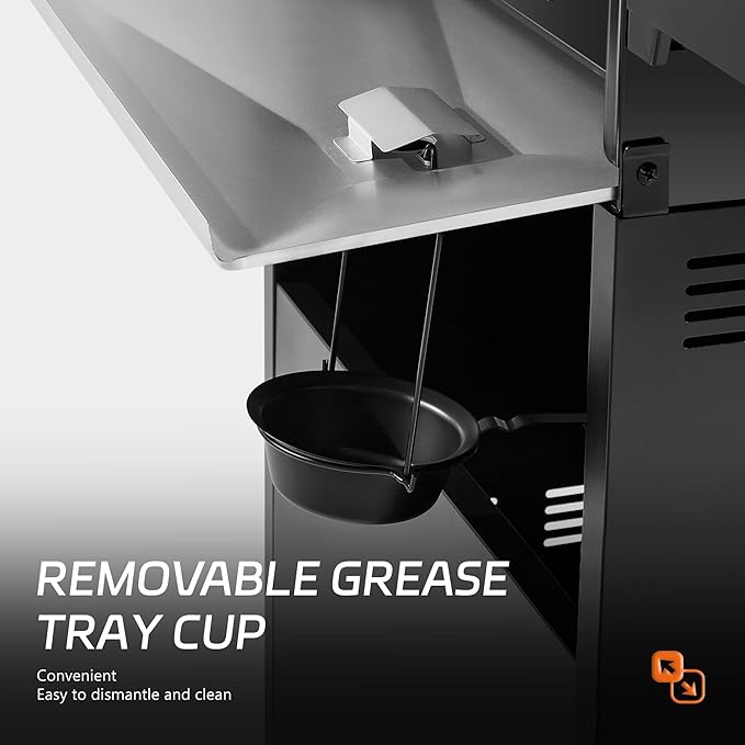 MBY 4-Burner Propane Gas Grill, 50,000 BTU Heavy Duty Outdoor BBQ Grill with Side Burner, Cast Iron Cooking Grates & Griddle for Backyard Barbecue