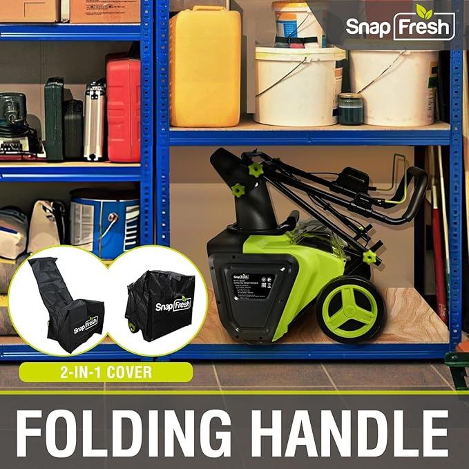 SnapFresh Electric Snow Blower Cordless - 2 x 20V 20 Inch Brushless Snow Blower with 5.0Ah Battery x 2 and Fast Charger, Built-in Dual LED Headlights