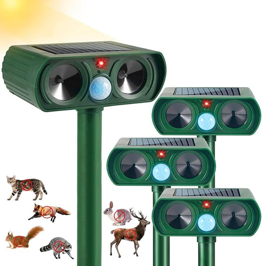 2025 Upgraded Solar Animal Repellent Ultrasonic Cat Repellent Outdoor Deer Repellent Devices Waterproof with Motion Sensor,Squirrel,Dog,Raccoon,Skunk,Rabbit,Coyote Deterrent for Yard, Garden, Patio