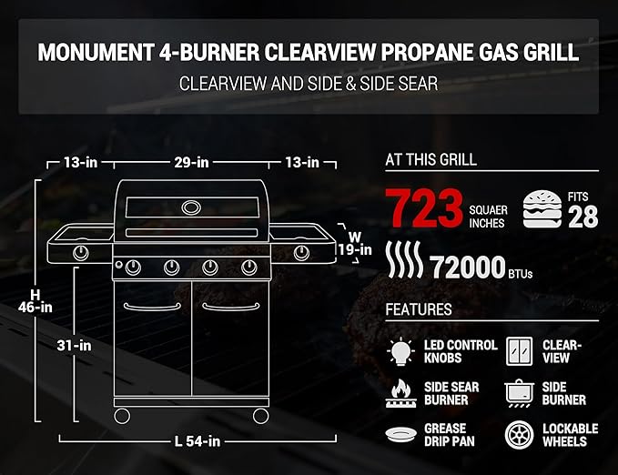 Monument Grills 35633 Propane Grill with Grill Cover Bundle (2 Items)