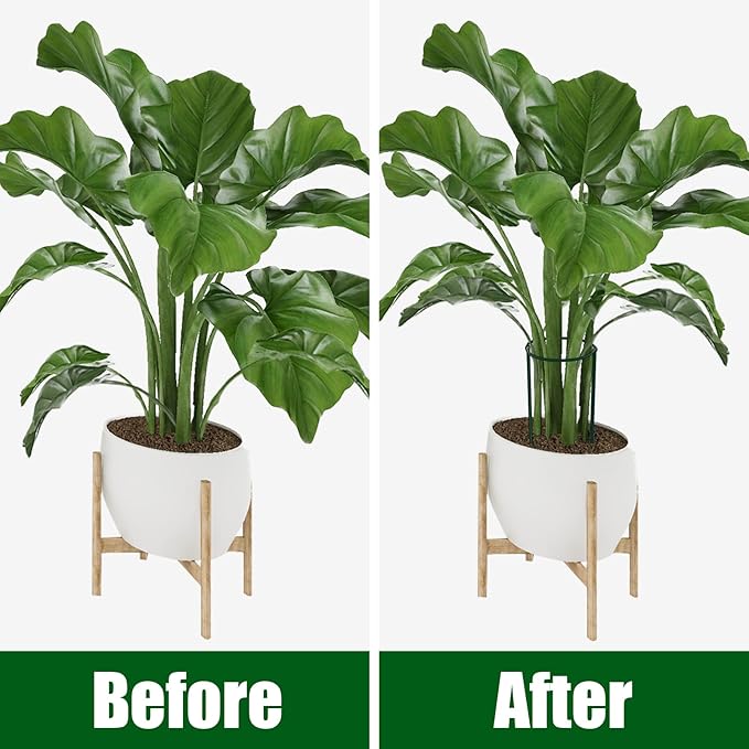 FEED GARDEN 8 Pack Plant Support Stakes, Peony Cages and Supports, Metal Garden Plant Stake(10" Wide x 24" High) Green Half Round Plant Support Rings for Outdoor Indoor Plants, Tomato, Hydrangea