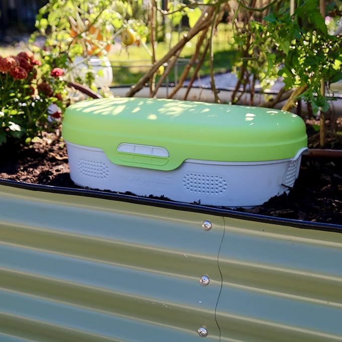 Vego Garden In-Ground Worm Composter Outdoor Farm Compost Bin 8 Gallons BPA-Free Composting System for Raised Garden Beds Lime, Twin Pack