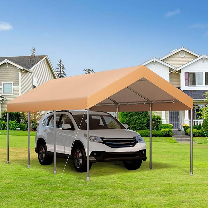 Heavy Duty Carport Canopy 10x20FT,Outdoor Garage Car Shelter Shade,Portable Garage with Roll-Up Windows, Doors, Uv Resistant and Waterproof for Car Truck Motorcycle