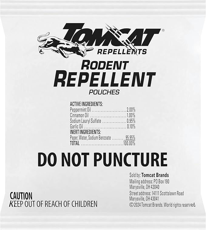 Tomcat Repellents Rodent Repellent Pouches, Ready-to-Use, Inside Rodent Prevention with Essential Oils, 4.23 oz., 4-Pack