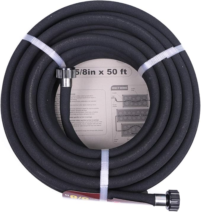 Soaker Hose 50ft Saves 70％Water Perfect Delivery of Water Great for Garden Flower Bed (5/8inch-50ft)…
