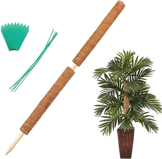 Augshy 34 Inch Moss Pole, 2 Pack 19.5 Inch Moss Poles for Climbing Plants Monstera, Moss Sticks for Indoor Plant Support Plant Stakes for Indoor Climbing Plants Grow Upwards with Garden Ties
