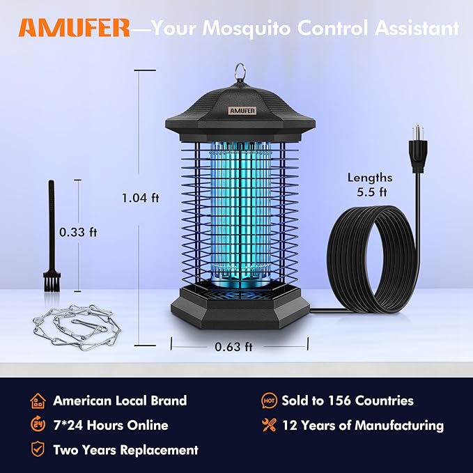 Bug Zapper for Outdoor Indoor, Electric Mosquito Zapper Waterproof with 18W Power & 4400V Instant Grid, Insect Control Efficiency Increased 100%, Coverage of 1/2 Acre, for Patio, Backyard, Home