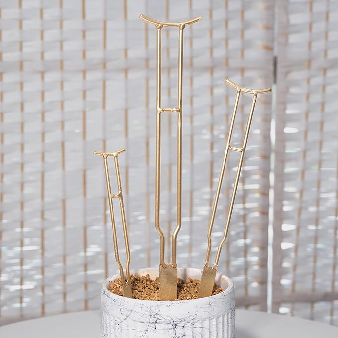 3PCS Plant Support Stakes – Durable Gold Metal Supports for Monstera, Philodendron & More - Ideal Trellis Structures for Indoor & Outdoor Gardening - Perfect for Small to Tall Plants