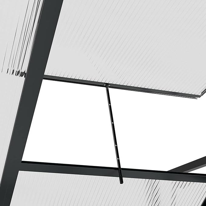 Outsunny 6' x 4' Greenhouse for Outdoors, Polycarbonate Greenhouse with Rain Gutter and Roof Vent, Aluminum Walk-in Green Houses for Outside for Patio Backyard Garden, Gray