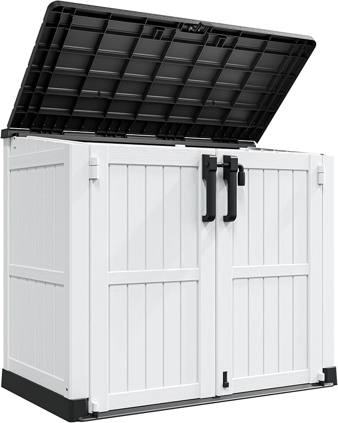 Outdoor Storage Cabinet 36 Cu Ft with Lockable Doors, Portable Horizontal Resin Storage Shed -Easy to Assemble, Waterproof Outdoor Storage Box for Backyards,Patios