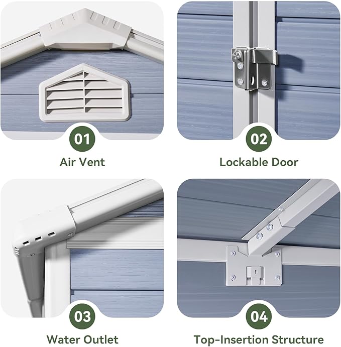 Aoxun 4 x 6 FT Outdoor Storage Shed with Window, Resin Shed with Floor & Lockable Doors, Small Garden Shed Waterproof Plastic Tool Shed with Sloped Roof for Backyard, Garden, Patio, Lawn, Grey