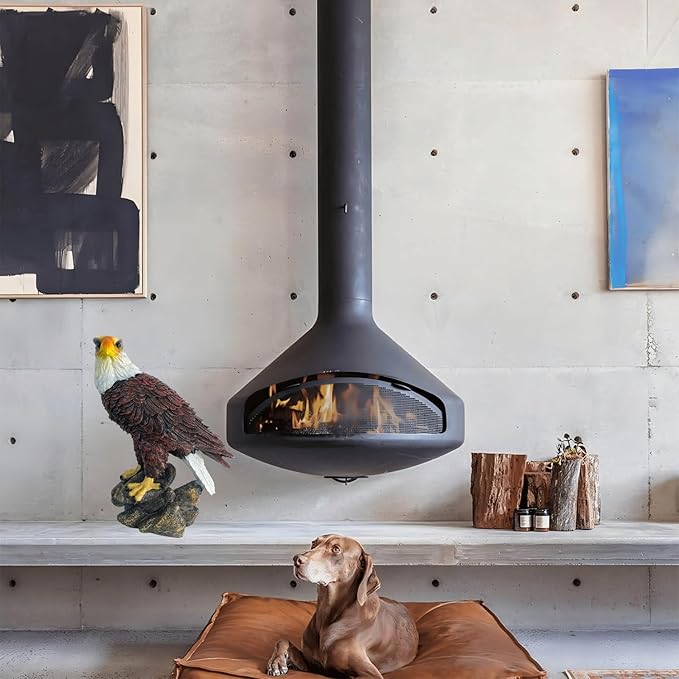 American Eagle Statue Bald Eagle - Large Hand-Painted Resin Garden Sculptures & Statues Outdoor Bird Figurines, Majestic American Freedom 4th of July, Decor for Indoor, Patio, Office, 11⅘"