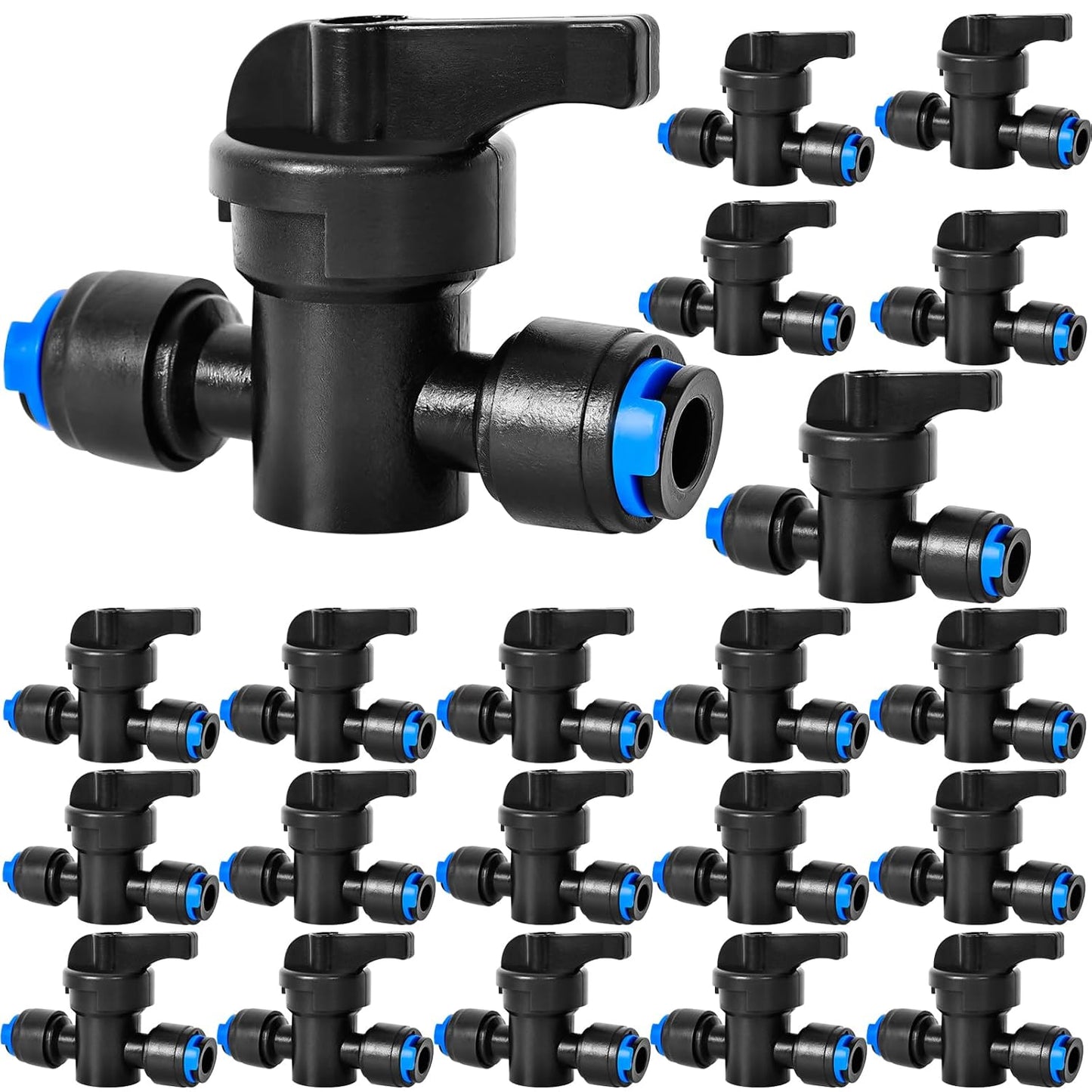 20 Pack 1/4" Drip Irrigation Shut Off Valve, Quick Connect Universal Drip Irrigation Tubing Coupling Valve, Connector Locking Fitting for Sprinkler or Drip Irrigation System