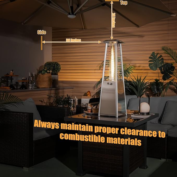 ARLIME Pyramid Patio Heater, Outdoor Propane Patio Heating Machine w/Protective Cover, Dump & Flame-out Protection, 10000 BTU Space Heater for Terrace, Patio, Backyard, Garden (Silver)
