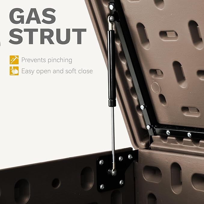 DWVO 90 Gallon Resin Outdoor Storage Box, XXL Double-Wall Waterproof Deck Box, Doubles as Table or Seating with 450 lbs Capacity, Lockable (Brown)