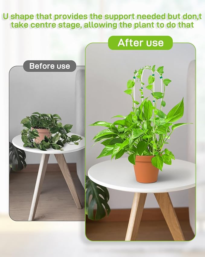 2Pcs U-Shaped Acrylic Trellis for Climbing Plants Indoor, 16 Inch Small Hoya Trellis, Potted Plant Climber Support for Pothos Plants Houseplant, Vine Ivy Flower Plant