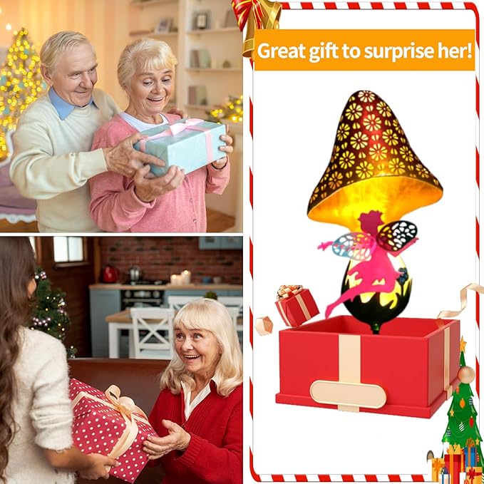 ZKLiLi Solar Lights Garden Decorations,Mushroom Fairy Light,Solar Warm LED Light for Pathway Lawn Patio Courtyard Gifts for Mom Grandma Women(Fairy Mushroom)