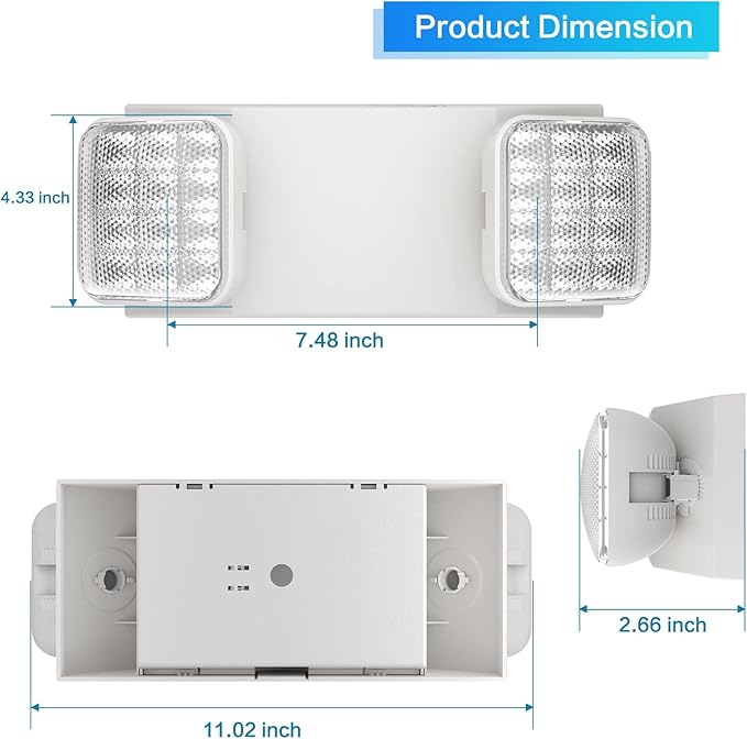 SPECTSUN 4 Packs Led Emergency Lights for Business, with Battery Backup,Hard Wired, UL 924 Certified,AC 120/277V,Two Head Adjustable LED Emergency Lighting.