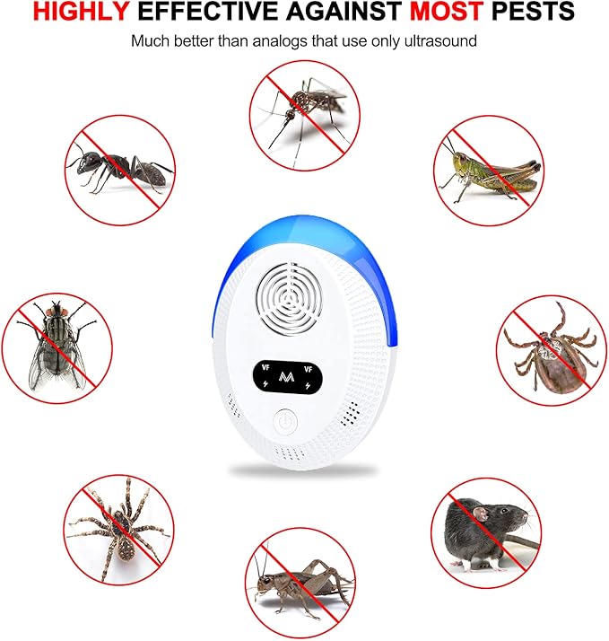 2025 Upgraded Version Ultrasonic Pest Repeller 6 Packs, Mouse Repellent Indoor, Pest Control for Roach Rodent Cockroach Bugs Mosquito Mice Spider Ant Fleas Insects