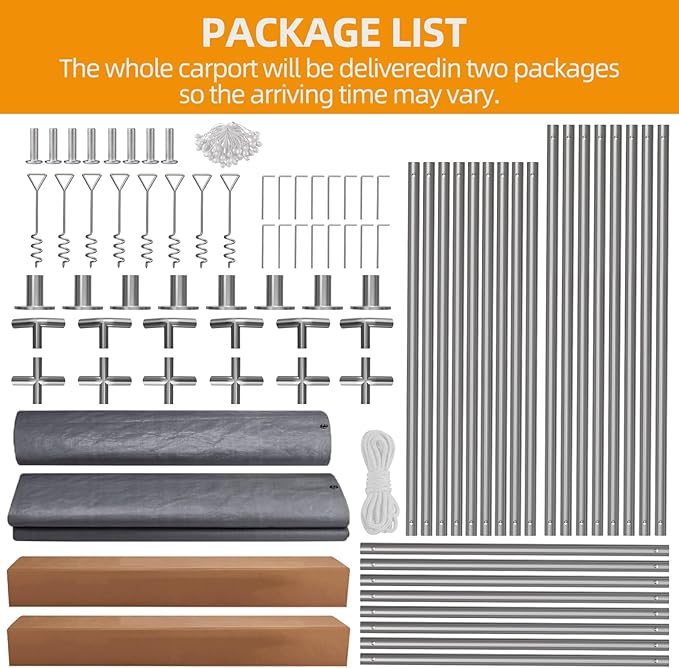 10x20FT Portable Garage, 10'x20' Carport Heavy Duty, Galvanized Frame & 180 g PE Waterproof Canopy, with 4 Doors (Included 2 Side Doors), and 4 Windows, for Pickup Truck, and Boat